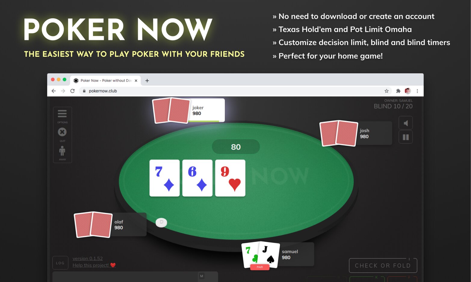 Poker Now free private online poker with friends