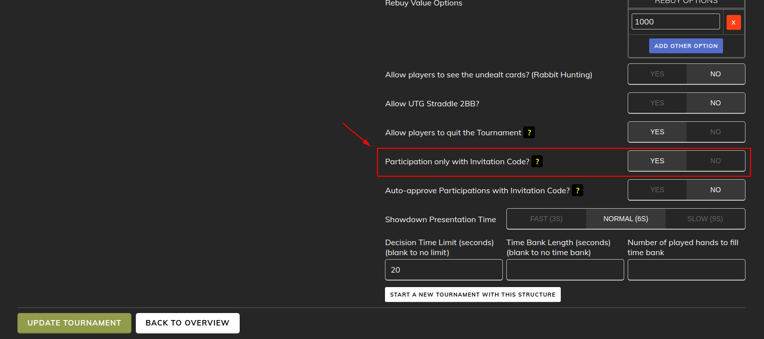 Poker Now Multi-Table Tournament Dashboard activating the invitation code