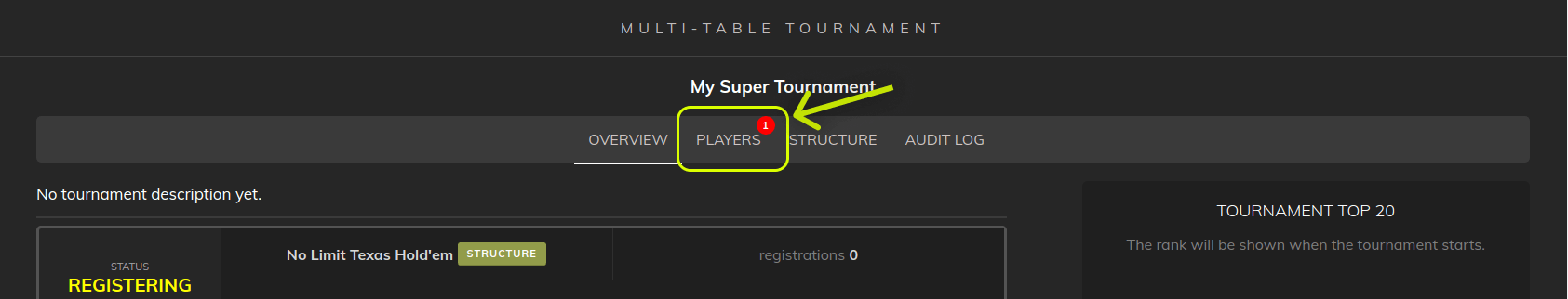 Poker Now multi-table tournament showing the red badge of players waiting approval