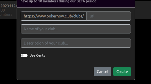 Poker Now create club feature
