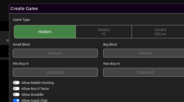 Poker Now club games feature
