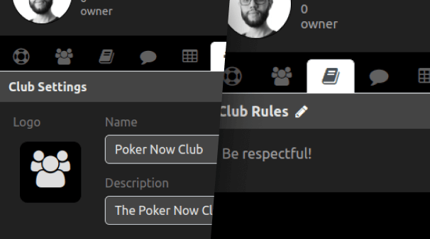 Poker Now club rules and customization feature